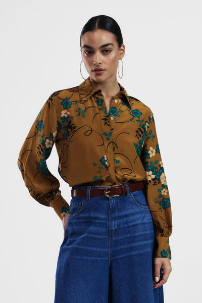 CAMICIA DIXIE OCRA CON FIORE