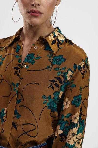 CAMICIA DIXIE OCRA CON FIORE