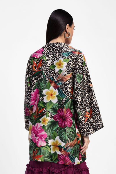 KIMONO DIXIE STAMPA FIORI/ANIMALIER
