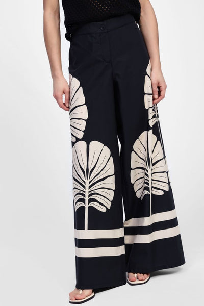 PANTALONE DIXIE NERO MAXI FOGLIE