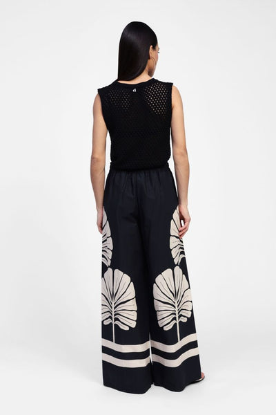 PANTALONE DIXIE NERO MAXI FOGLIE