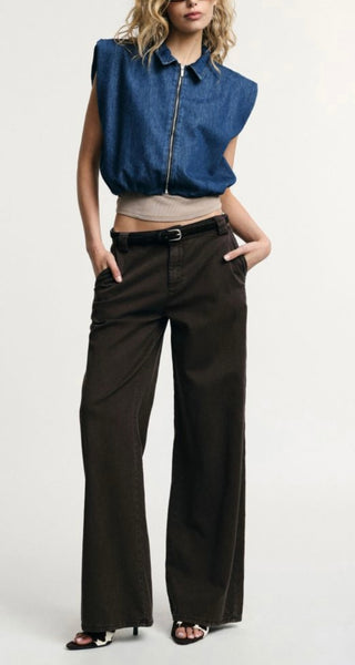 JEANS PLEASE A PALAZZO BROWN