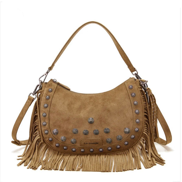BORSA LA CARRIE IN SUEDE BEIGE