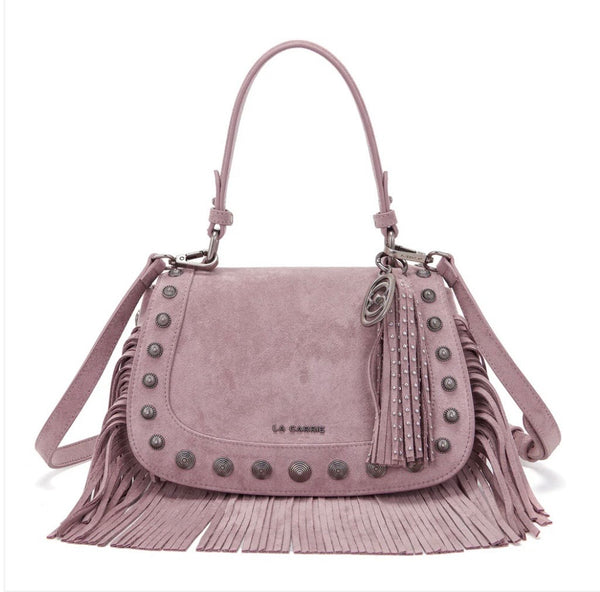 BORSA LA CARRIE IN SUEDE ROSA