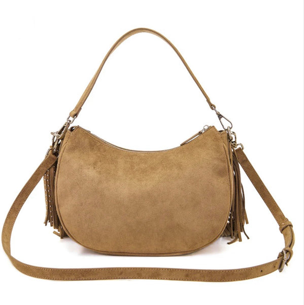 BORSA LA CARRIE IN SUEDE BEIGE